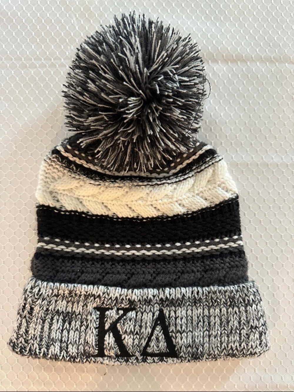 NEW! Kappa Delta / KD Black & White Pom Pom Knit Beanie